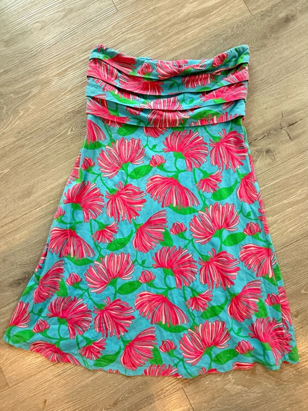 Lilly Pulitzer Blue A-Line dress with Pink Floral Print - Picture 5 of 9